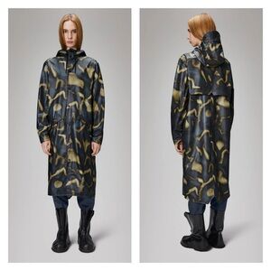 New! RAINS Unisex Longer Jacket Raincoat in Murph